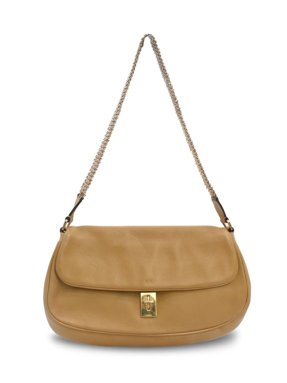 Prada Yellow Cleo Leather Shoulder Bag with Chainmail Strap
